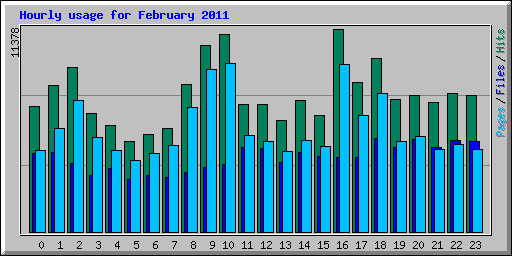 Hourly usage for February 2011